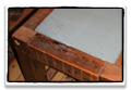 salvaged beam wood, concrete, & epoxy coffee table